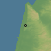 Shaded relief of the 56 km around Fureidis, drawn from the GMTED2010 grid