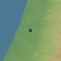 Shaded relief of the 56 km around Ganne Tiqwa, drawn from the GMTED2010 grid