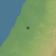 Shaded relief of the 56 km around Gedera, drawn from the GMTED2010 grid