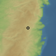 Shaded relief of the 56 km around Geva Binyamin, drawn from the GMTED2010 grid