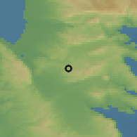 Shaded relief of the 56 km around Giv'at Ela, drawn from the GMTED2010 grid