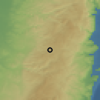 Shaded relief of the 56 km around Giv'at Ze'ev, drawn from the GMTED2010 grid