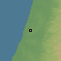 Shaded relief of the 56 km around Herzeliyya, drawn from the GMTED2010 grid