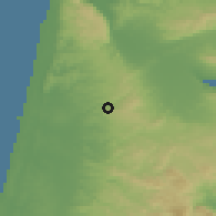 Shaded relief of the 56 km around 'Ar'ara, drawn from the GMTED2010 grid