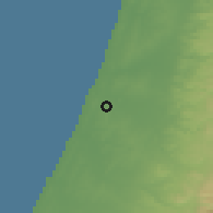 Shaded relief of the 56 km around H̱olon, drawn from the GMTED2010 grid