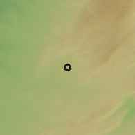 Shaded relief of the 56 km around Hura, drawn from the GMTED2010 grid