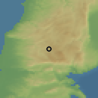 Shaded relief of the 55 km around Hurfeish, drawn from the GMTED2010 grid
