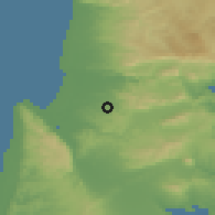 Shaded relief of the 56 km around I'billin, drawn from the GMTED2010 grid
