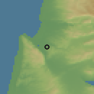 Shaded relief of the 56 km around Ibtin, drawn from the GMTED2010 grid