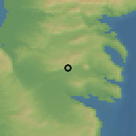Shaded relief of the 56 km around Iksal, drawn from the GMTED2010 grid