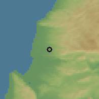 Shaded relief of the 55 km around 'Ir Hahamisha, drawn from the GMTED2010 grid