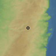 Shaded relief of the 56 km around Jerusalem, drawn from the GMTED2010 grid