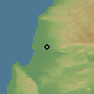 Shaded relief of the 56 km around Judeide-Maker, drawn from the GMTED2010 grid