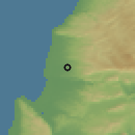 Shaded relief of the 55 km around Kafar Yasif, drawn from the GMTED2010 grid
