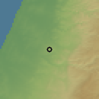 Shaded relief of the 56 km around Karme Yosef, drawn from the GMTED2010 grid