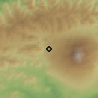 Shaded relief of the 54 km around Bronte, drawn from the GMTED2010 grid