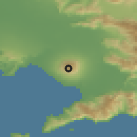 Shaded relief of the 53 km around Brusciano, drawn from the GMTED2010 grid