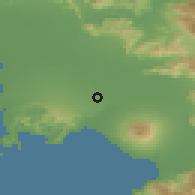 Shaded relief of the 53 km around Afragola, drawn from the GMTED2010 grid