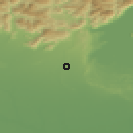 Shaded relief of the 51 km around Calcinato, drawn from the GMTED2010 grid
