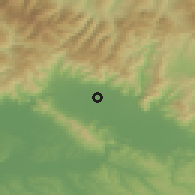 Shaded relief of the 52 km around Agliana, drawn from the GMTED2010 grid