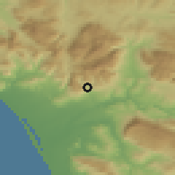 Shaded relief of the 53 km around Campagna, drawn from the GMTED2010 grid