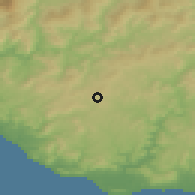 Shaded relief of the 54 km around Canicattì, drawn from the GMTED2010 grid