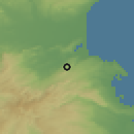 Shaded relief of the 54 km around Carlentini, drawn from the GMTED2010 grid