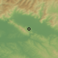 Shaded relief of the 52 km around Carmignano, drawn from the GMTED2010 grid