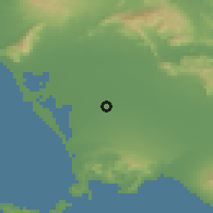 Shaded relief of the 53 km around Casal di Principe, drawn from the GMTED2010 grid