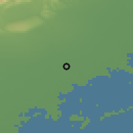 Shaded relief of the 51 km around Casier, drawn from the GMTED2010 grid