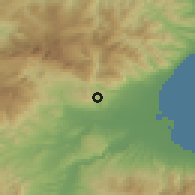 Shaded relief of the 53 km around Cassano allo Ionio, drawn from the GMTED2010 grid