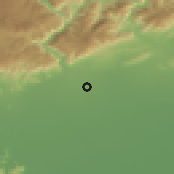 Shaded relief of the 51 km around Cassola, drawn from the GMTED2010 grid