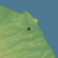 Shaded relief of the 52 km around Castelfidardo, drawn from the GMTED2010 grid