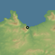 Shaded relief of the 54 km around Castellammare del Golfo, drawn from the GMTED2010 grid