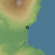 Shaded relief of the 54 km around Catania, drawn from the GMTED2010 grid