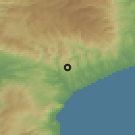 Shaded relief of the 54 km around Catanzaro, drawn from the GMTED2010 grid