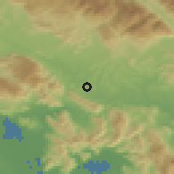 Shaded relief of the 53 km around Ceccano, drawn from the GMTED2010 grid