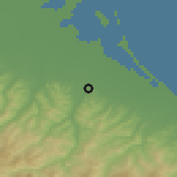 Shaded relief of the 52 km around Cesena, drawn from the GMTED2010 grid