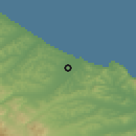 Shaded relief of the 52 km around Chiaravalle, drawn from the GMTED2010 grid