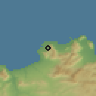 Shaded relief of the 54 km around Cinisi, drawn from the GMTED2010 grid