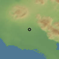 Shaded relief of the 53 km around Cisterna, drawn from the GMTED2010 grid