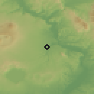 Shaded relief of the 53 km around Civita Castellana, drawn from the GMTED2010 grid