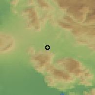 Shaded relief of the 53 km around Colleferro, drawn from the GMTED2010 grid