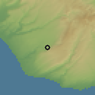 Shaded relief of the 54 km around Comiso, drawn from the GMTED2010 grid