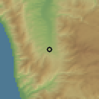 Shaded relief of the 54 km around Cosenza, drawn from the GMTED2010 grid