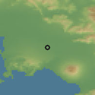Shaded relief of the 53 km around Crispano, drawn from the GMTED2010 grid