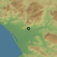 Shaded relief of the 53 km around Eboli, drawn from the GMTED2010 grid