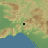 Shaded relief of the 53 km around Fisciano, drawn from the GMTED2010 grid