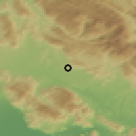 Shaded relief of the 53 km around Anagni, drawn from the GMTED2010 grid