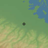Shaded relief of the 52 km around Forlì, drawn from the GMTED2010 grid